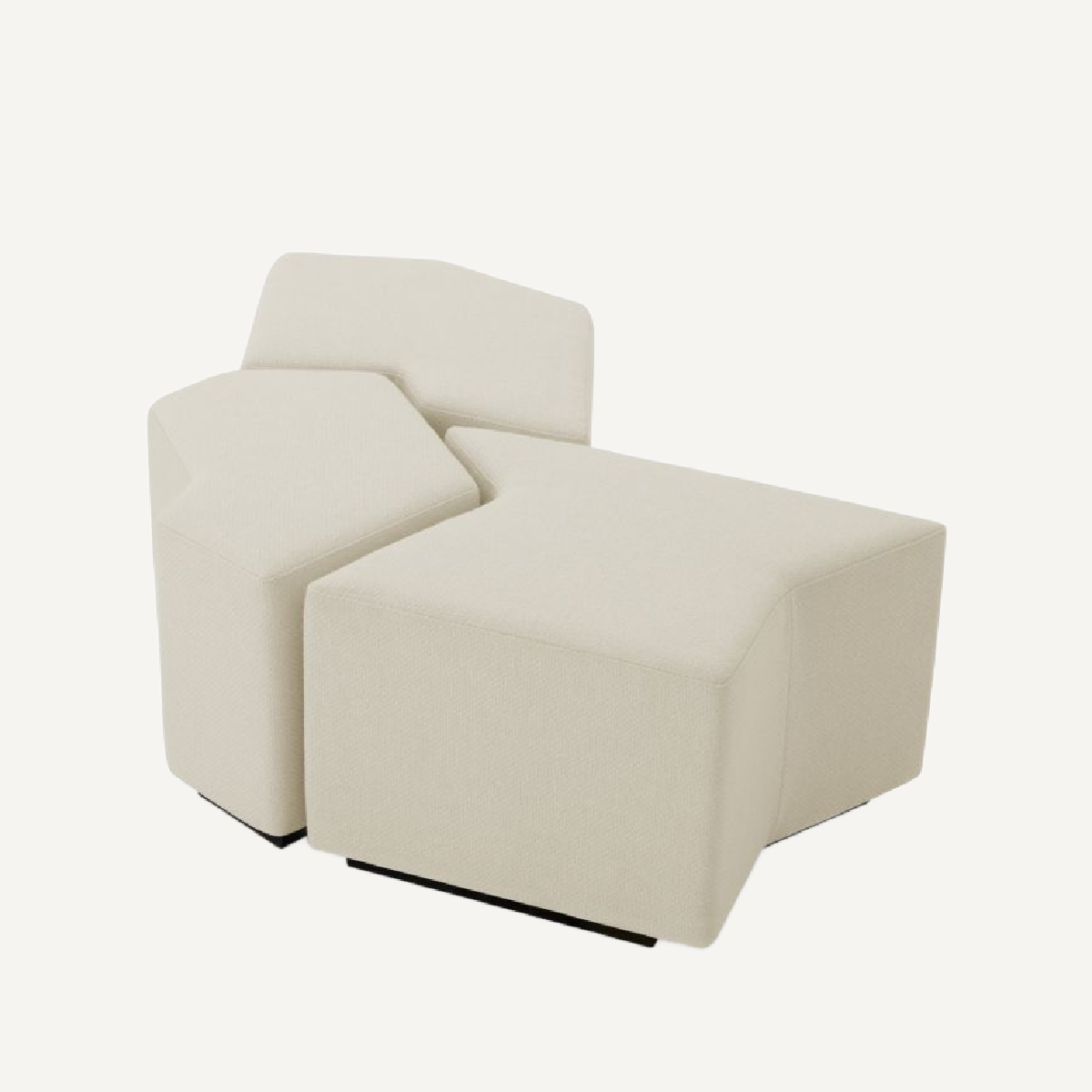 Pouf en tissu crème (lot de 3)