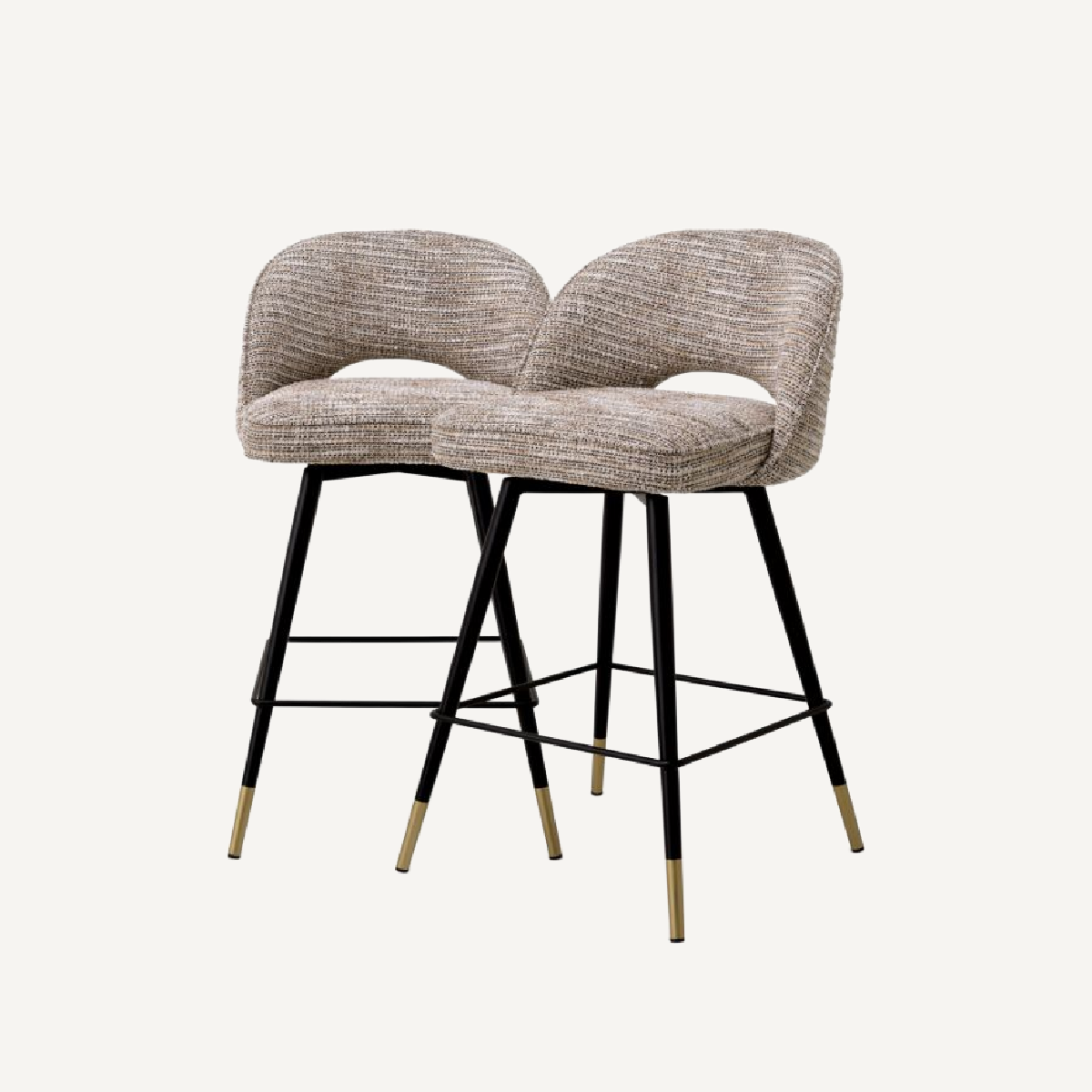 Chaise de comptoir en tissu beige (lot de 2)