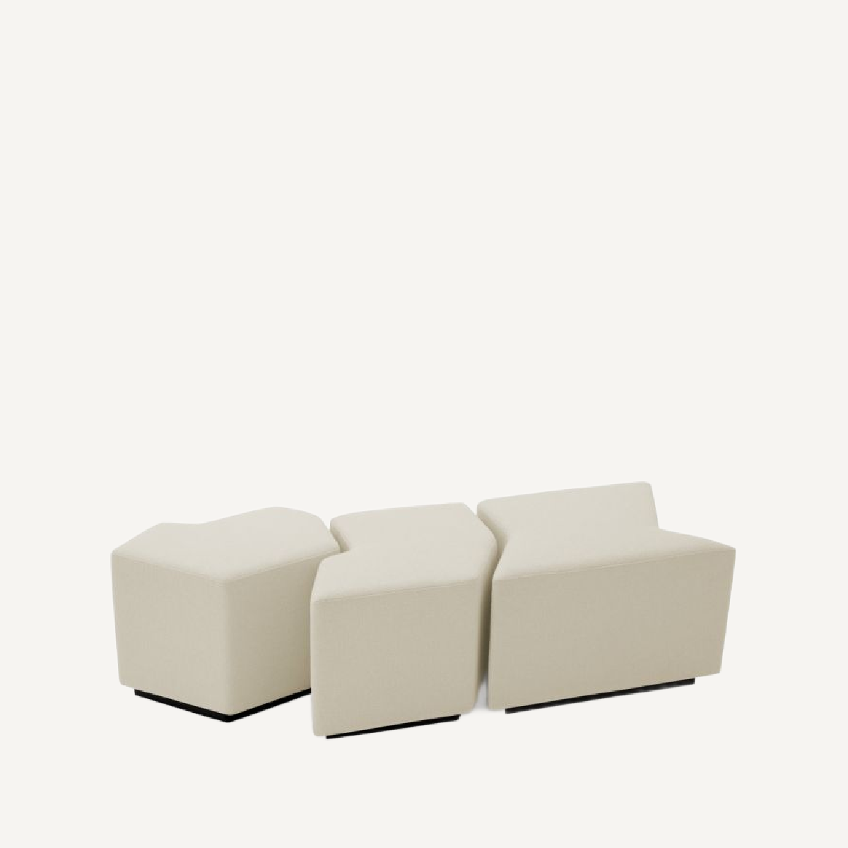Pouf en tissu crème (lot de 3)