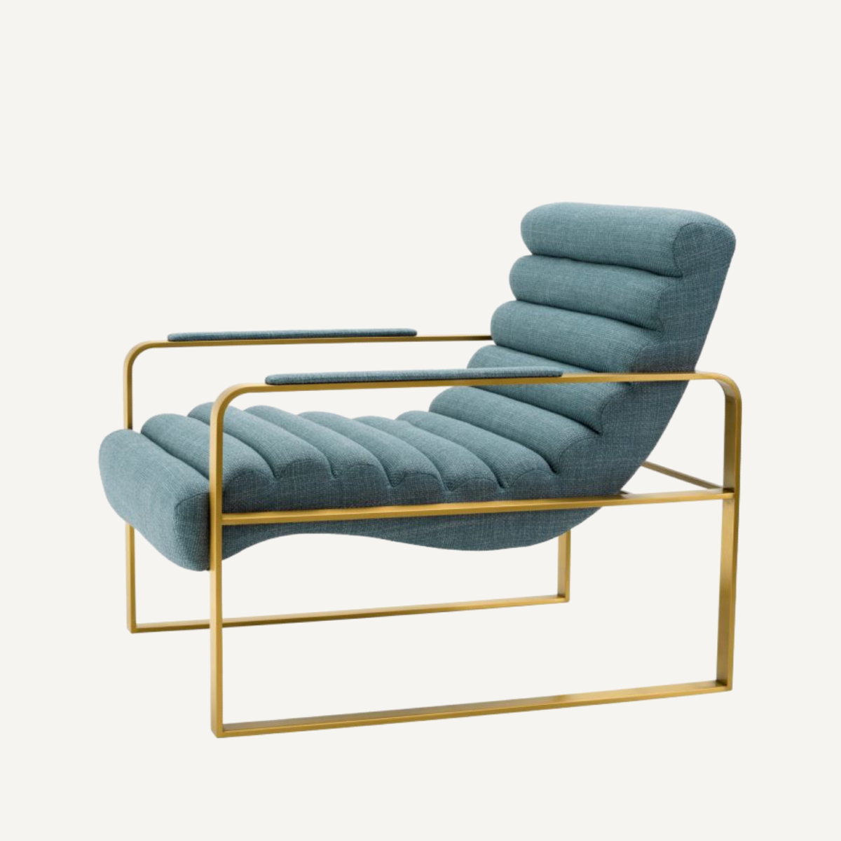 Fauteuil en tissu bleu mer