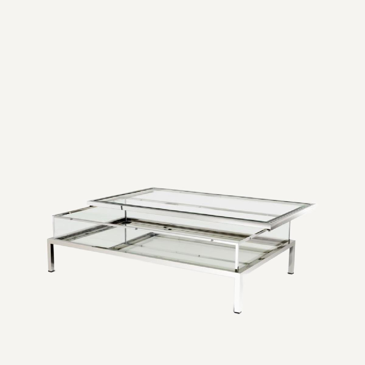 Table basse rectangulaire argentée