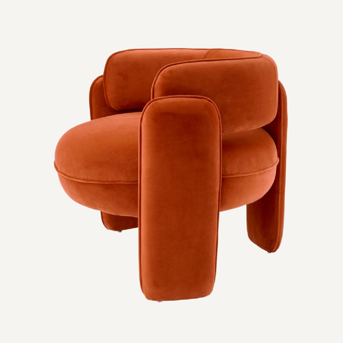 Fauteuil en velours orange
