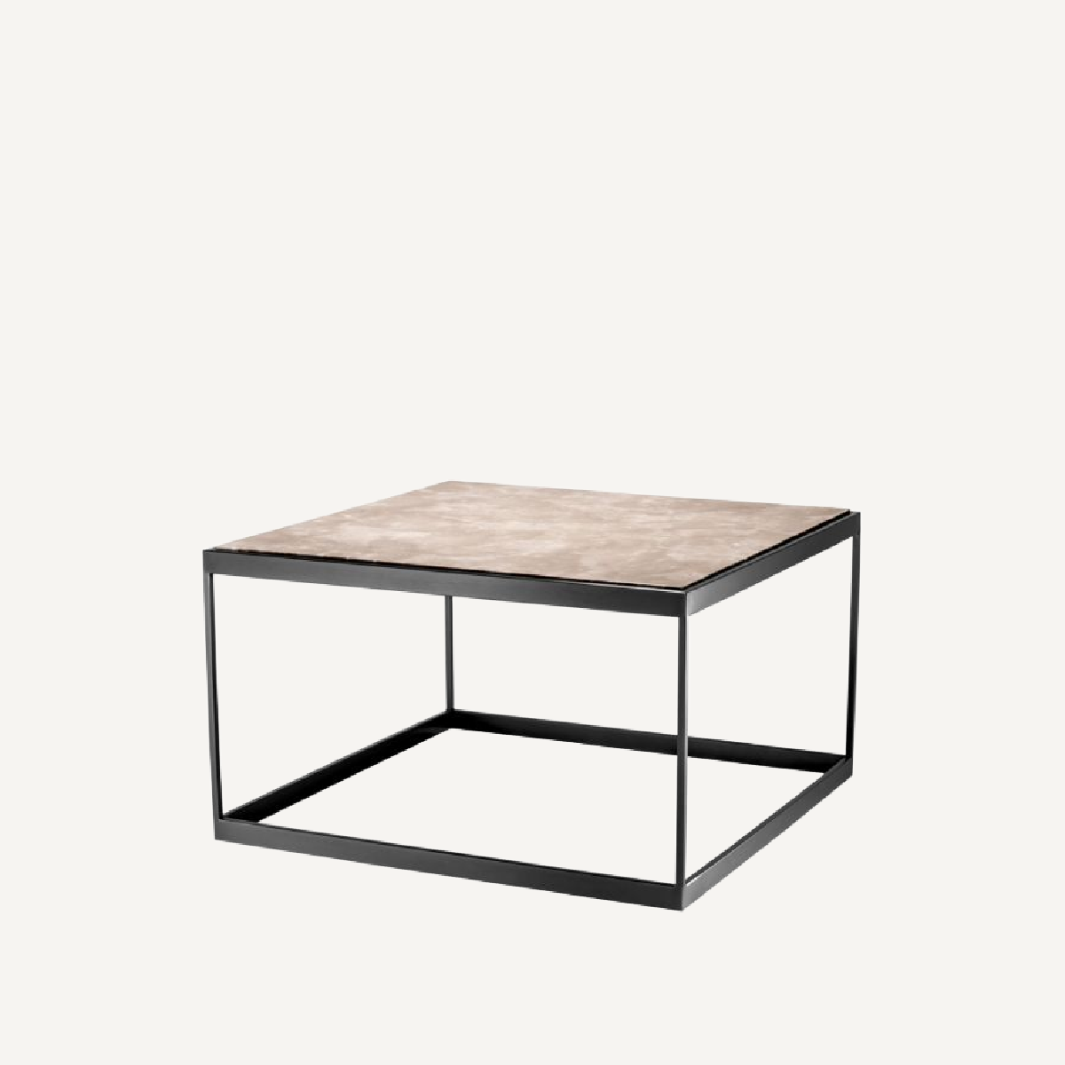 Table d'appoint en bronze et marbre beige Quinta