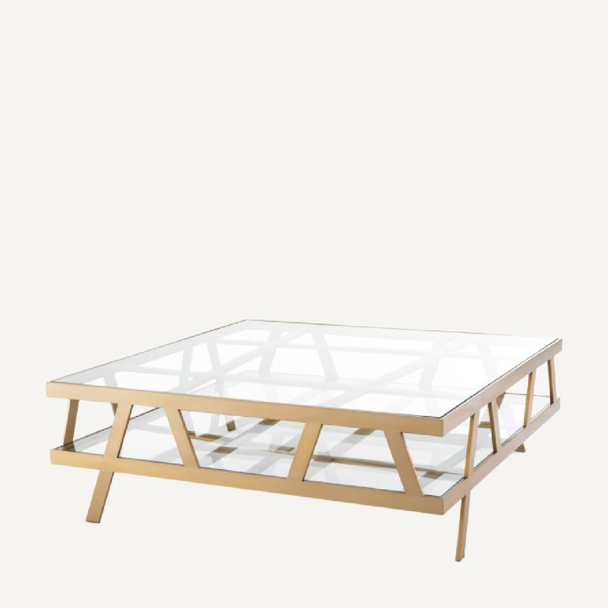 Table basse carrée en laiton brossé