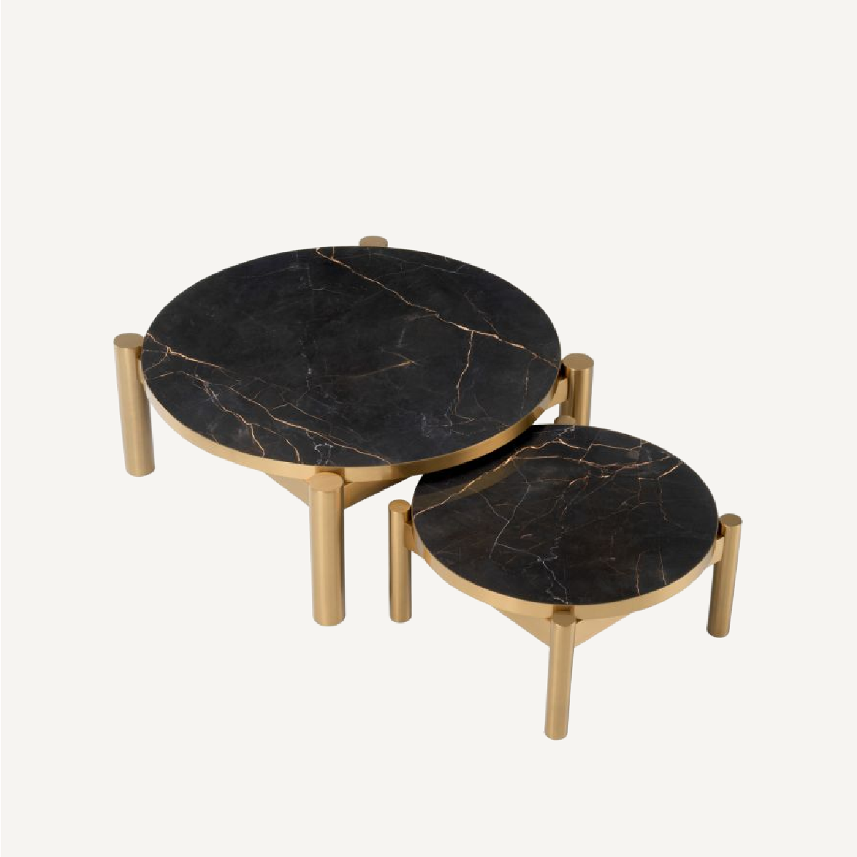 Table basse dorée en céramique noire (lot de 2)