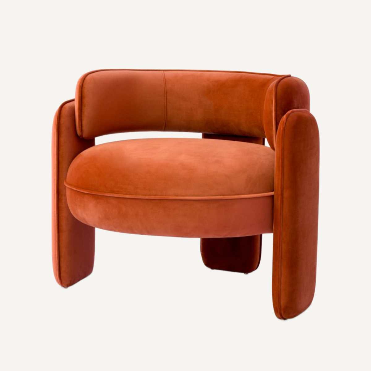 Fauteuil en velours orange