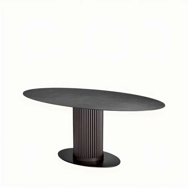 Table extérieure ovale en bronze et céramique