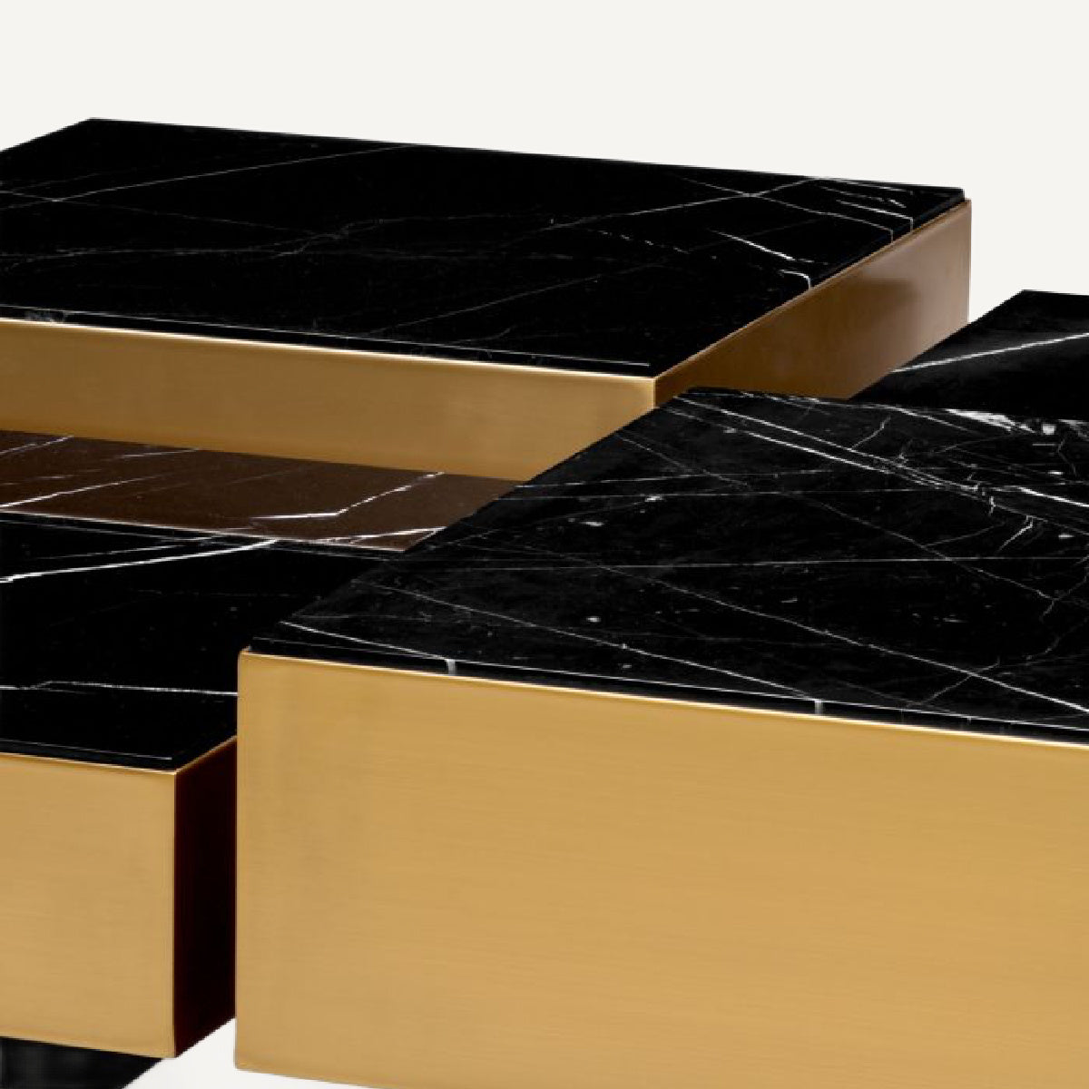 Table basse dorée marbre noir (lot de 4)