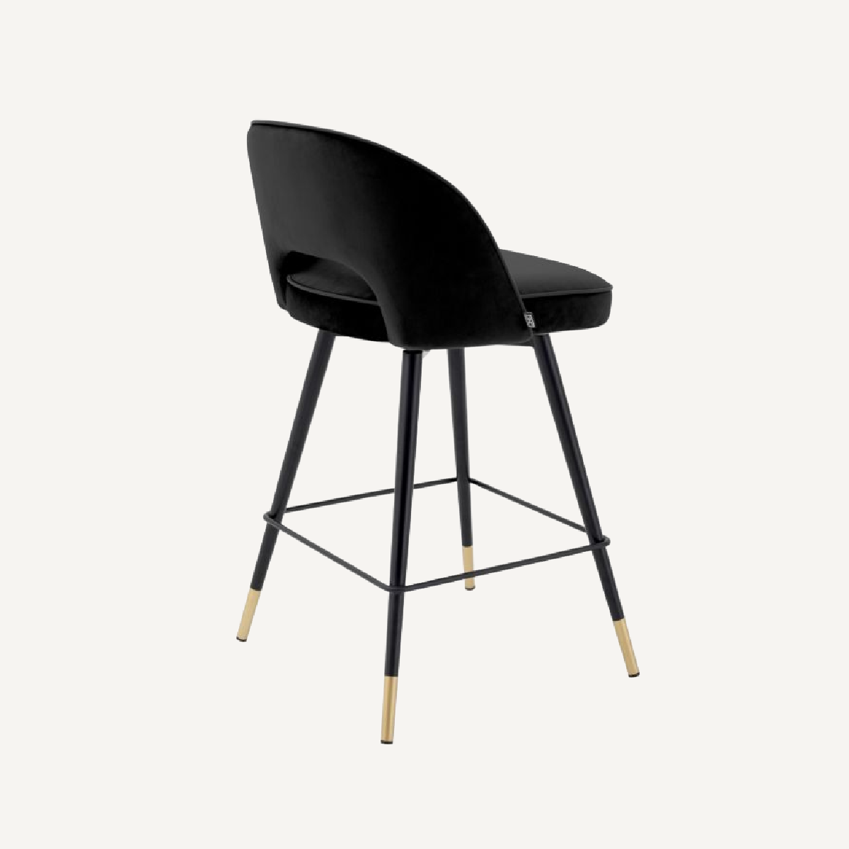 Chaise de comptoir en velours noir (lot de 2)