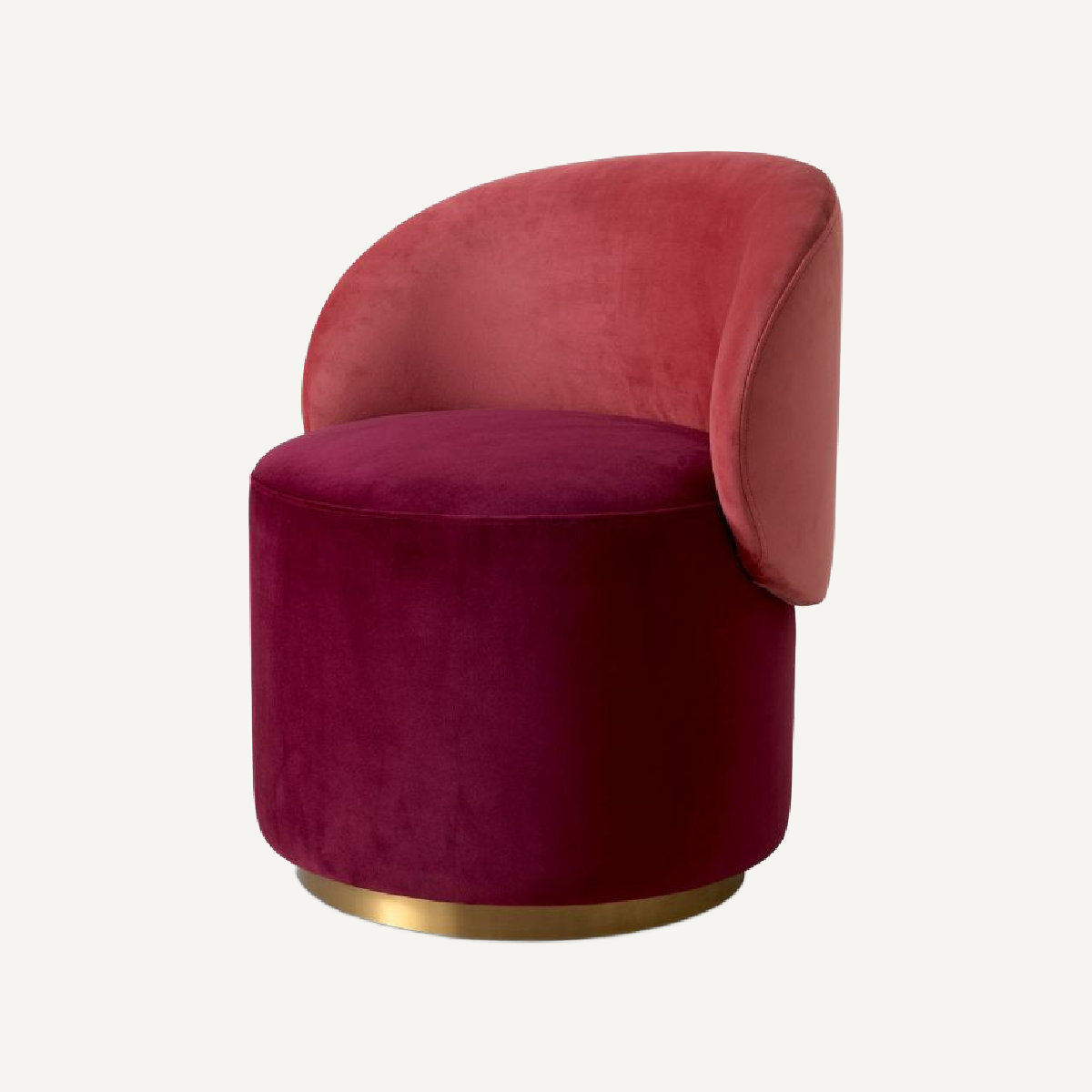 Chaise basse en velours rouge