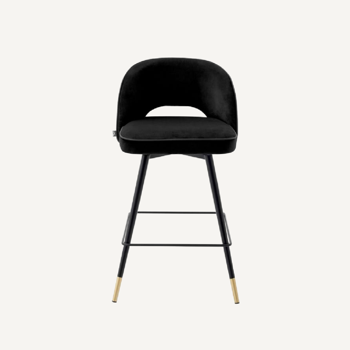Chaise de comptoir en velours noir (lot de 2)