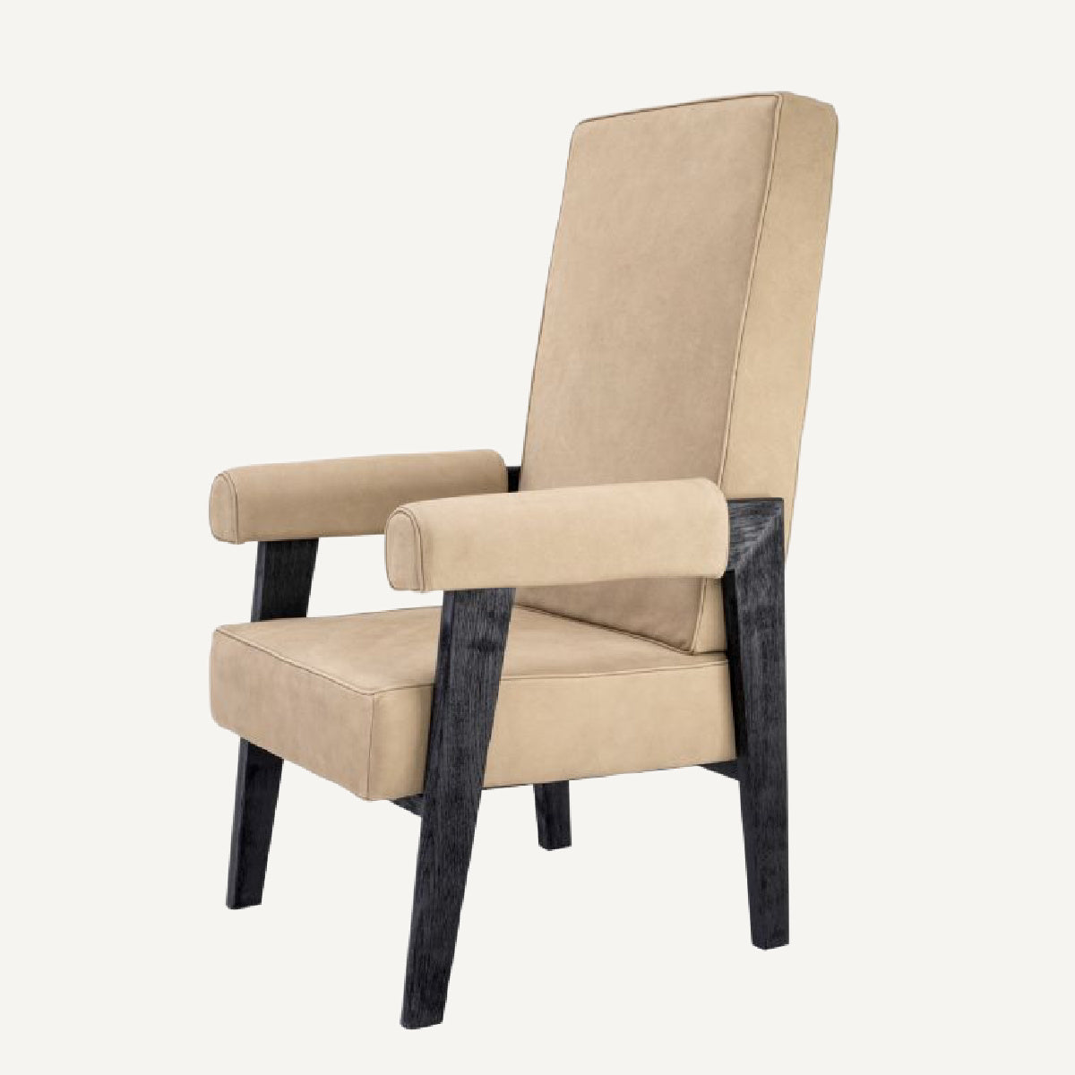 Fauteuil haut en nubuck beige