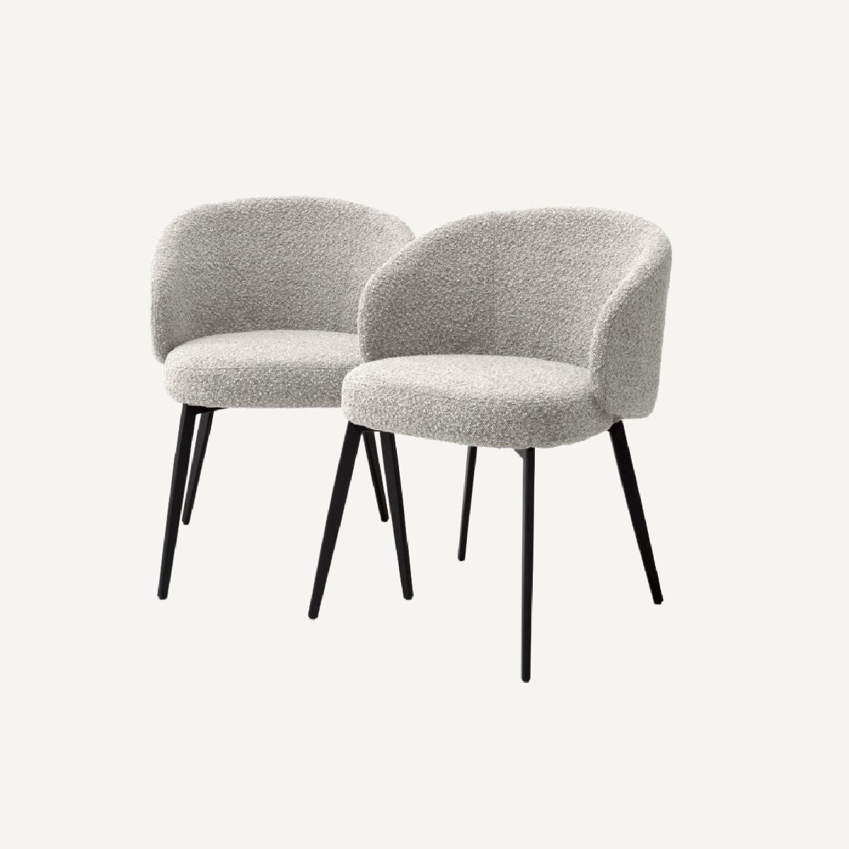 Chaise de salle à manger avec accoudoirs bouclé gris (lot de 2)