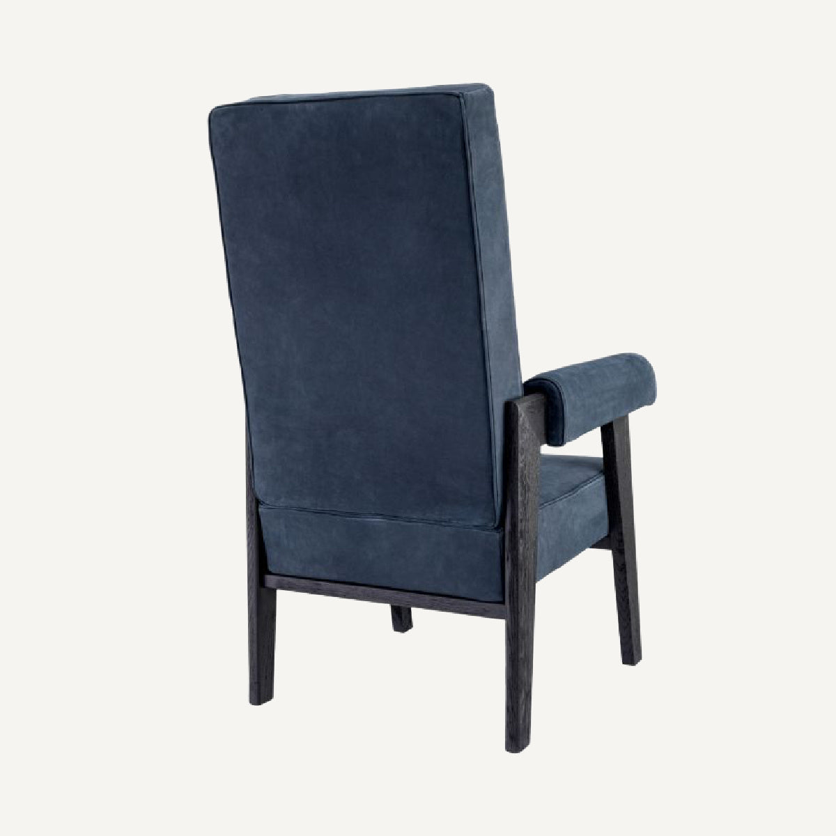 Fauteuil haut en nubuck bleu