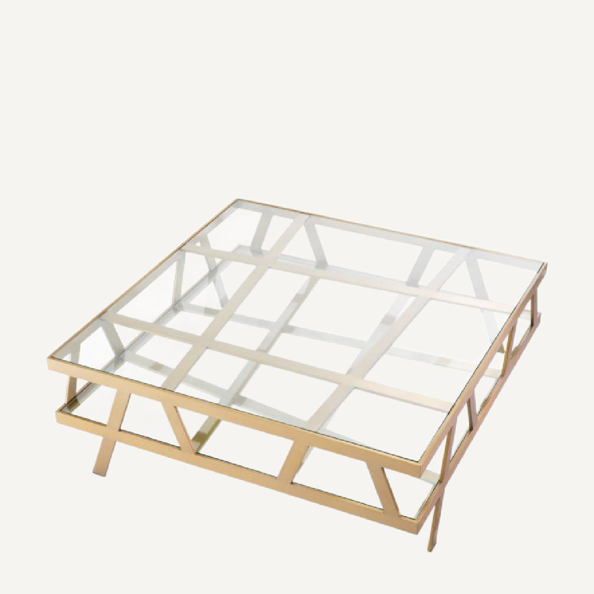 Table basse carrée en laiton brossé