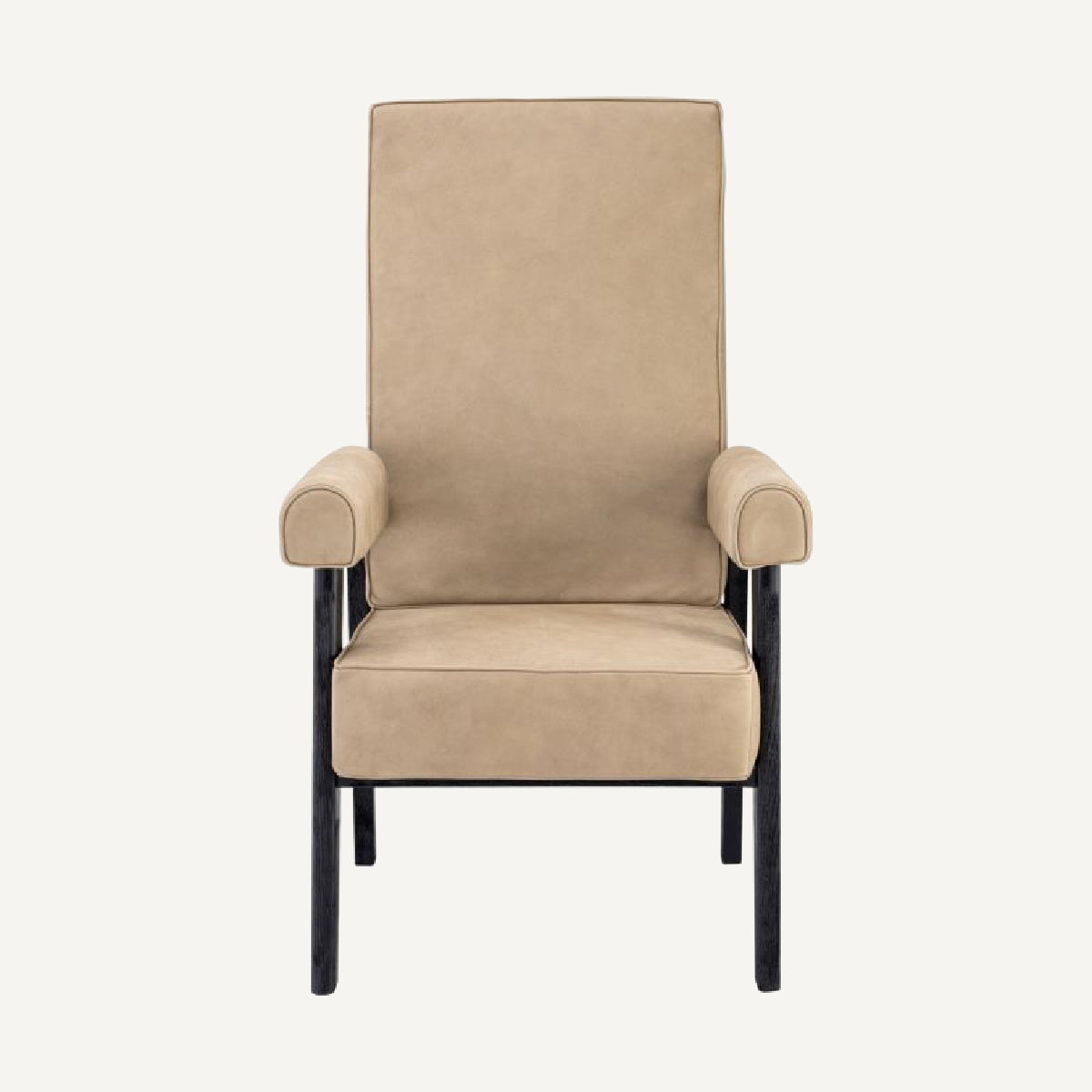 Fauteuil haut en nubuck beige