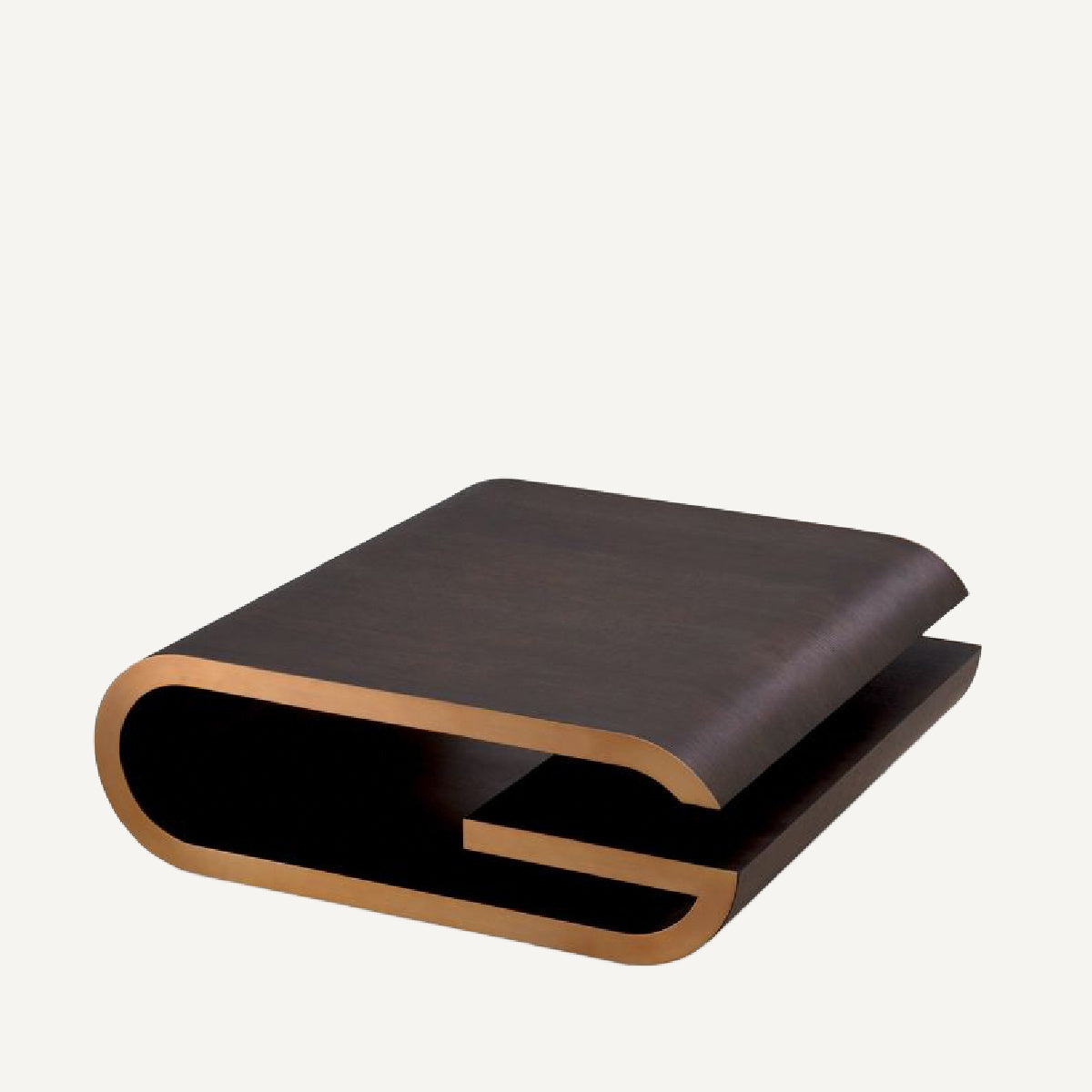 Table basse dorée en chêne mocha