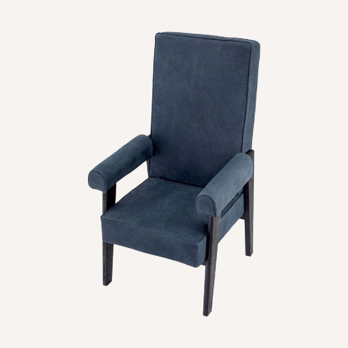 Fauteuil haut en nubuck bleu