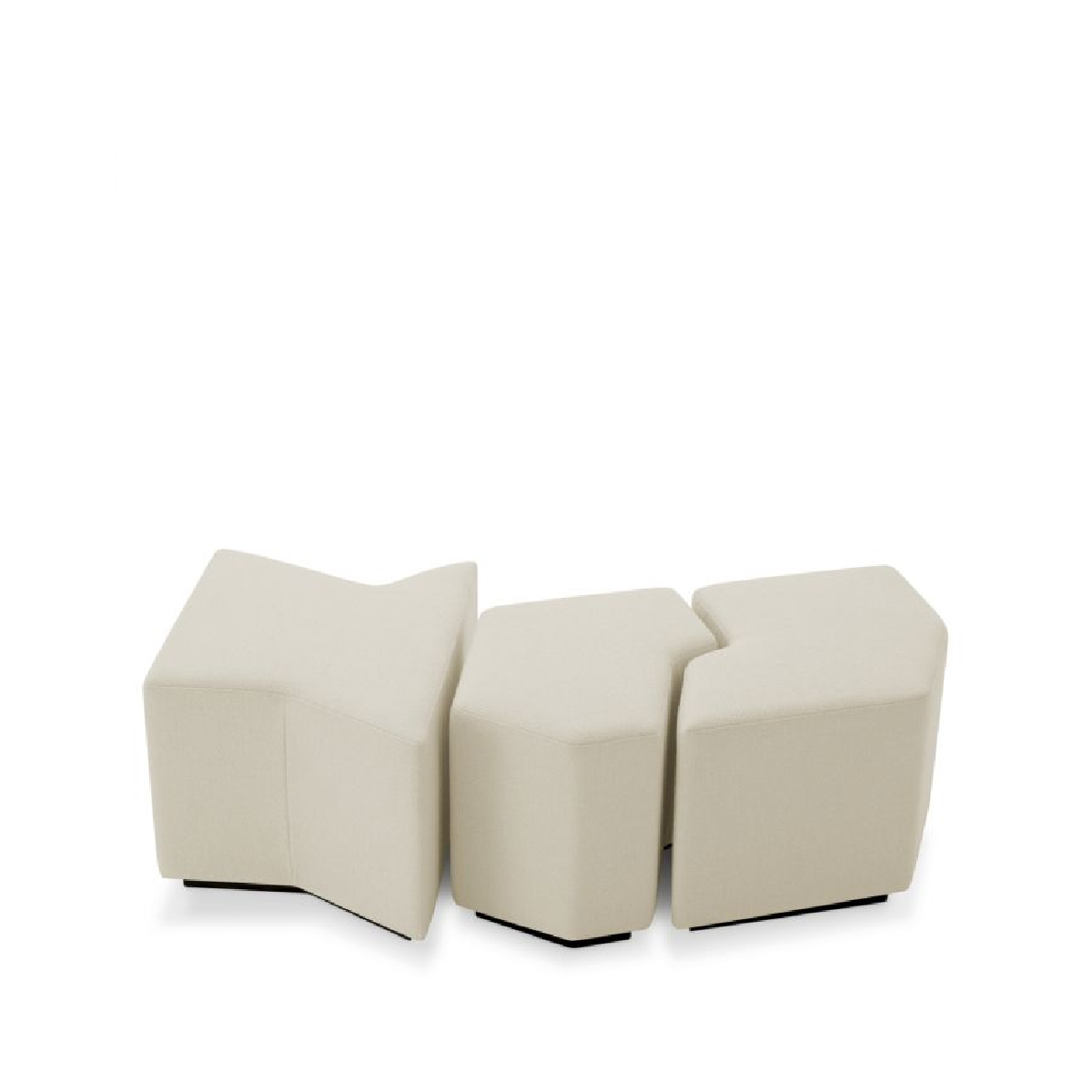 Pouf en tissu crème (lot de 3)
