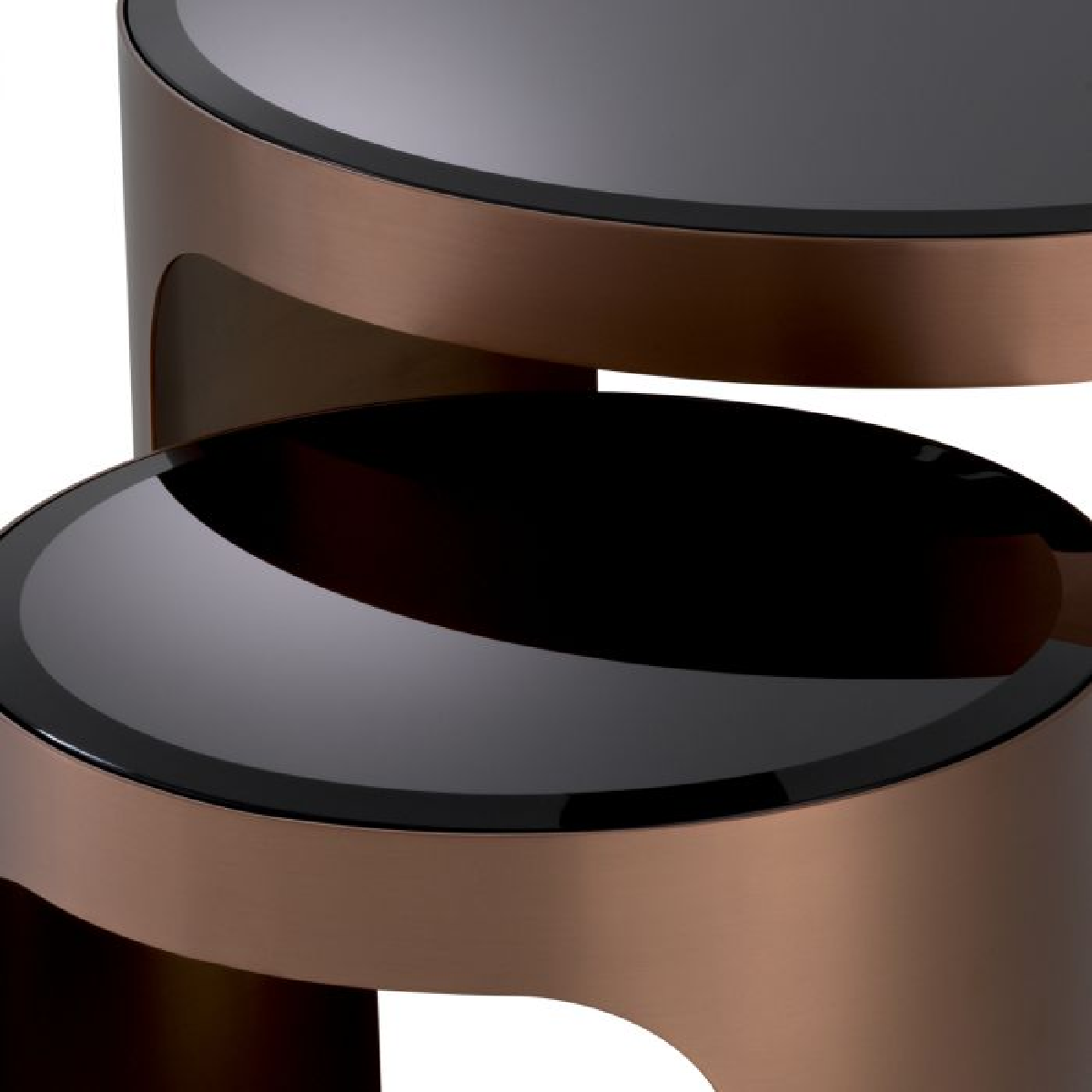 Table d'appoint cuivrée en verre noir (lot de 2)