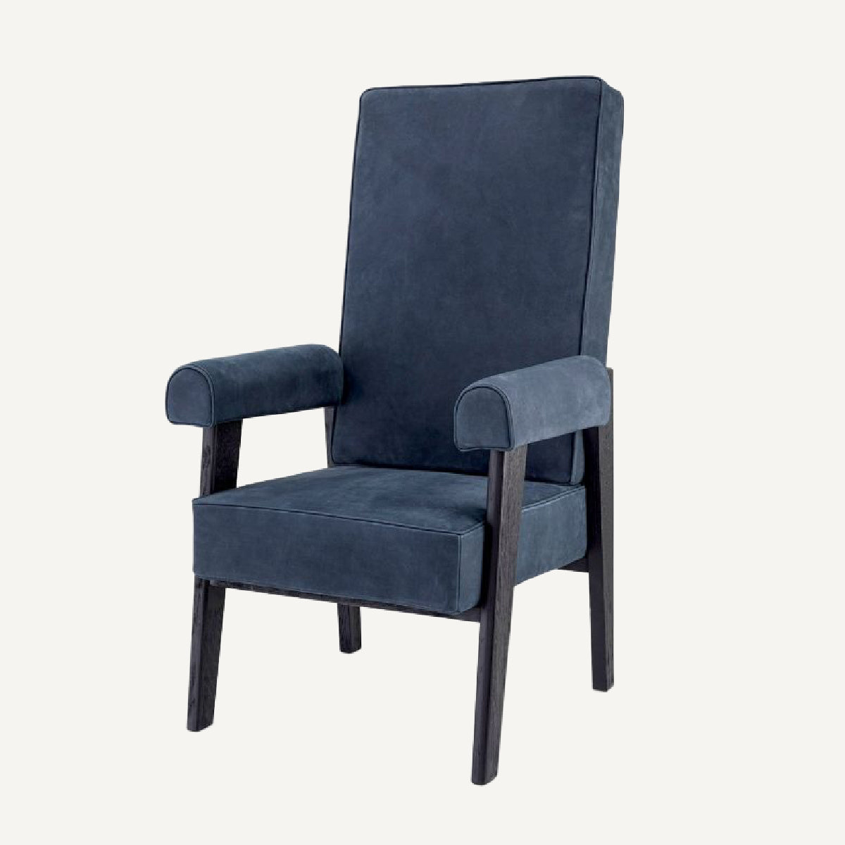 Fauteuil haut en nubuck bleu