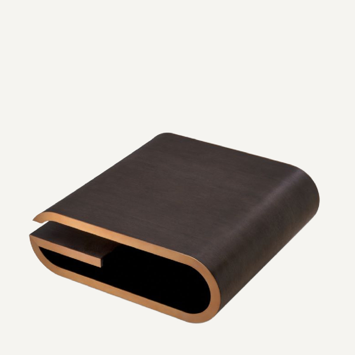 Table basse dorée en chêne mocha
