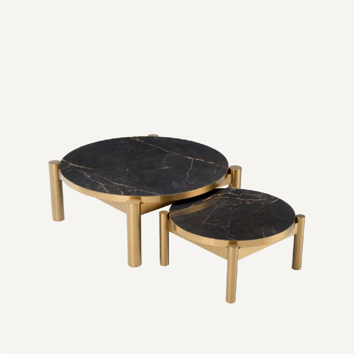 Table basse dorée en céramique noire (lot de 2)