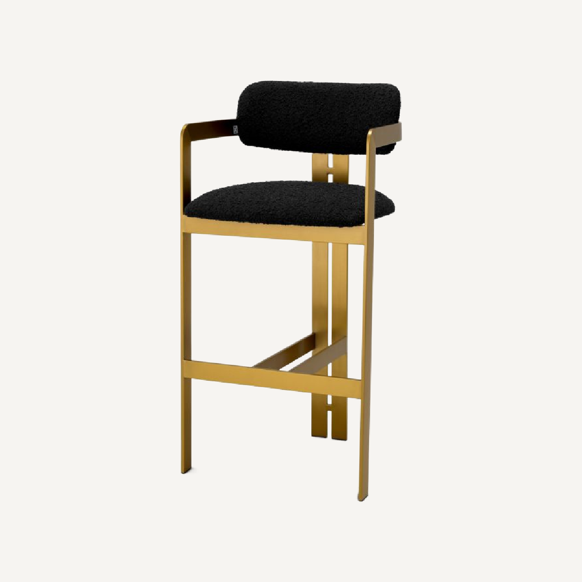 Chaise de bar dorée bouclé noir