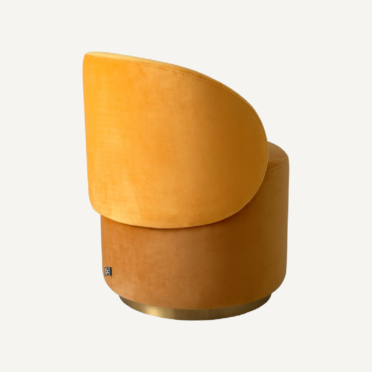 Chaise basse en velours jaune