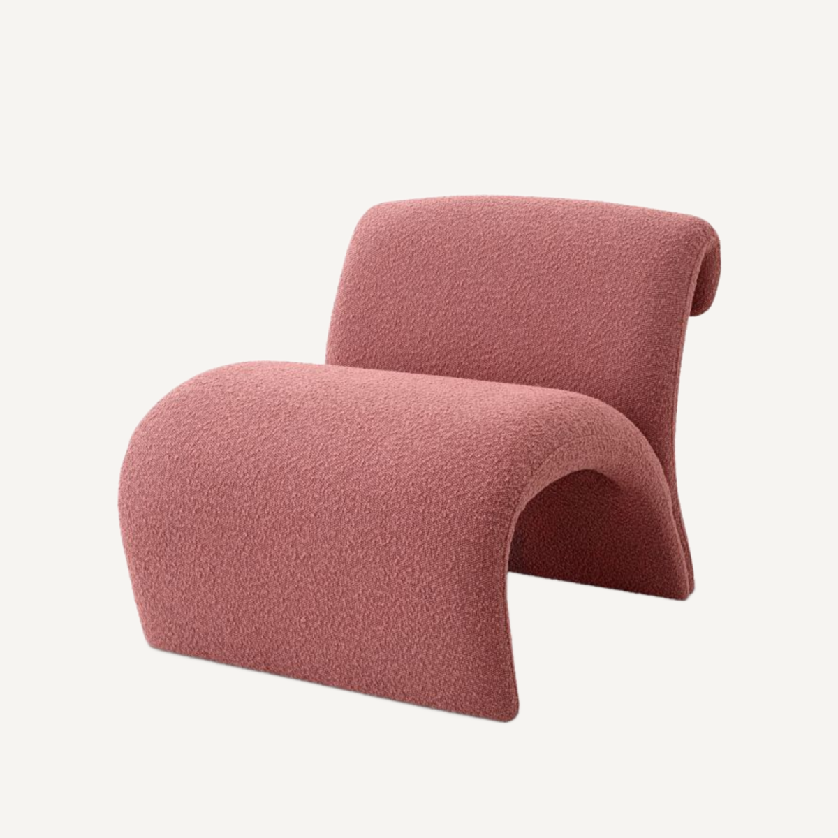 Fauteuil bouclé rose