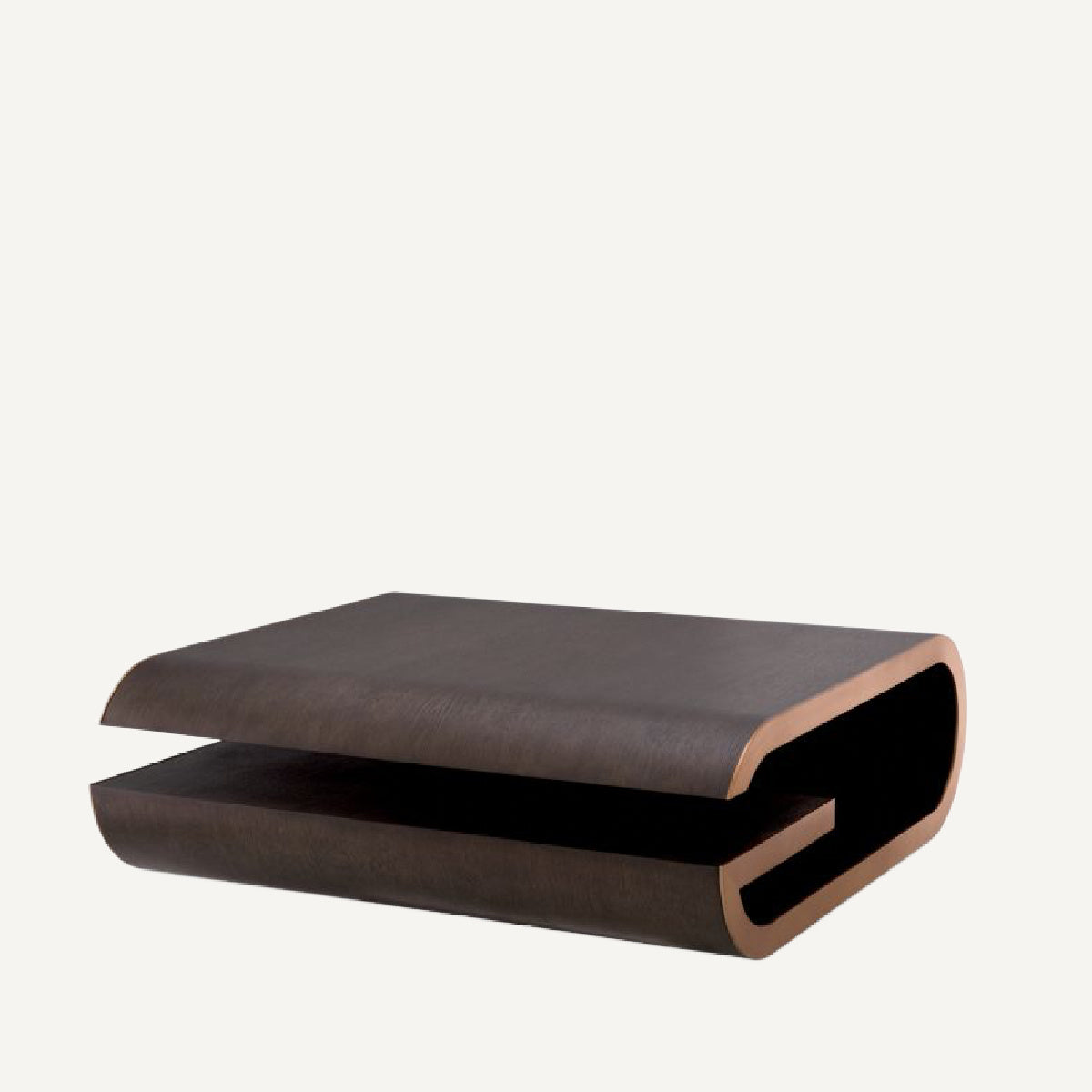 Table basse dorée en chêne mocha