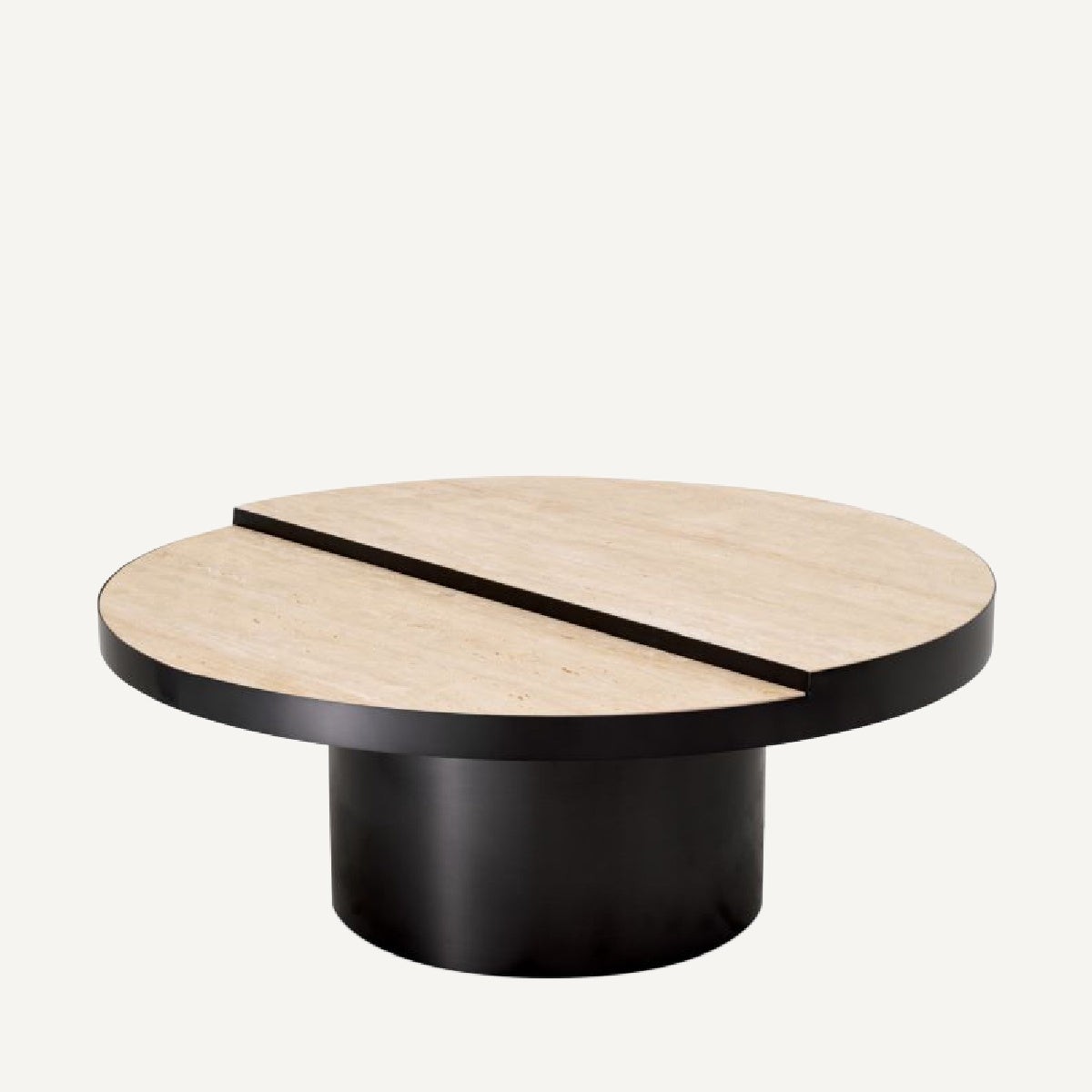 Table basse en bronze et travertin