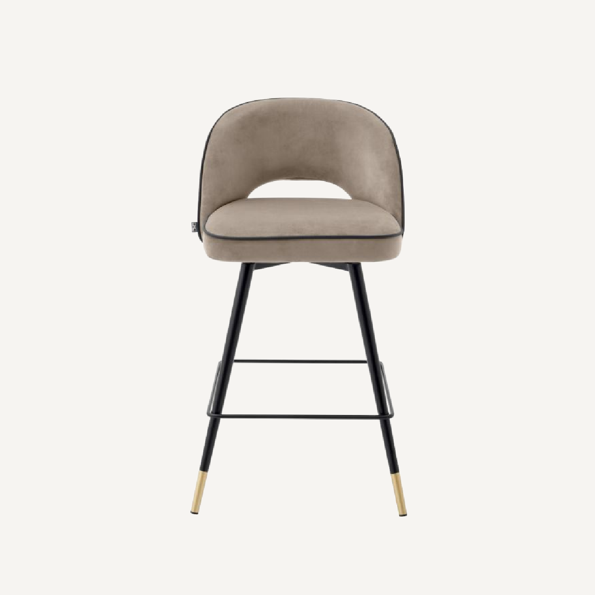 Chaise de comptoir en velours greige (lot de 2)
