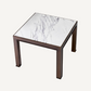Table d'appoint cuivrée en marbre blanc