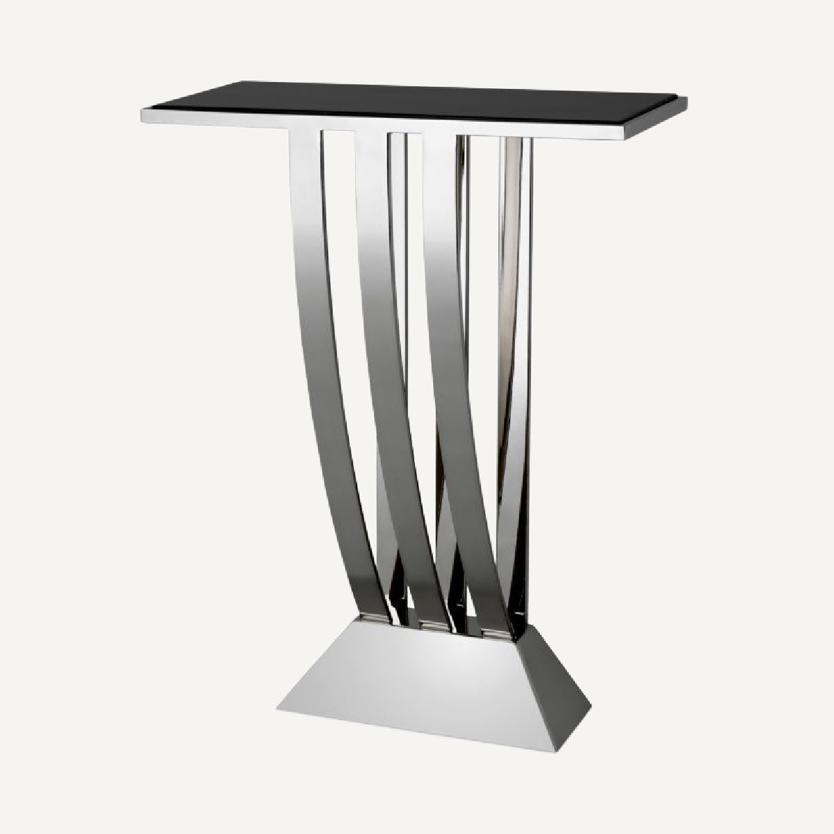 Console argentée en marbre noir Deco