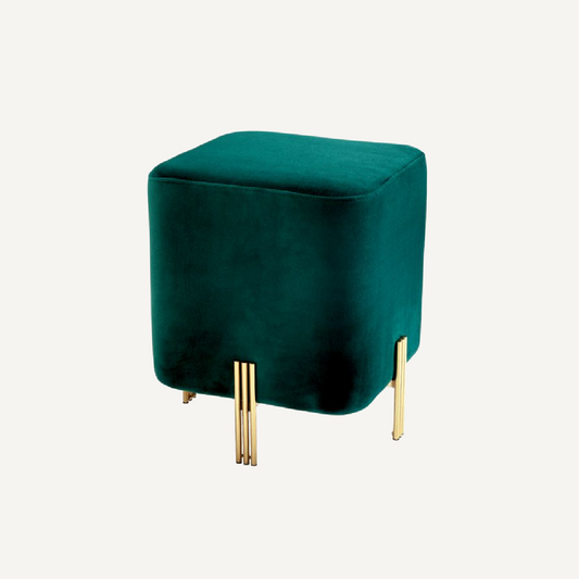 Pouf en velours vert foncé
