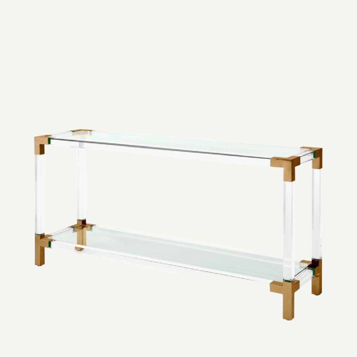 Console dorée en verre