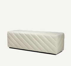 Cream Fabric Upholstered Bench with Storage Seat