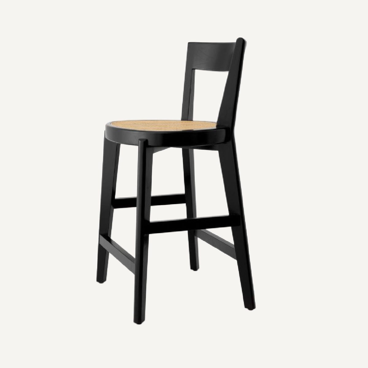 Chaise de comptoir noire en rotin