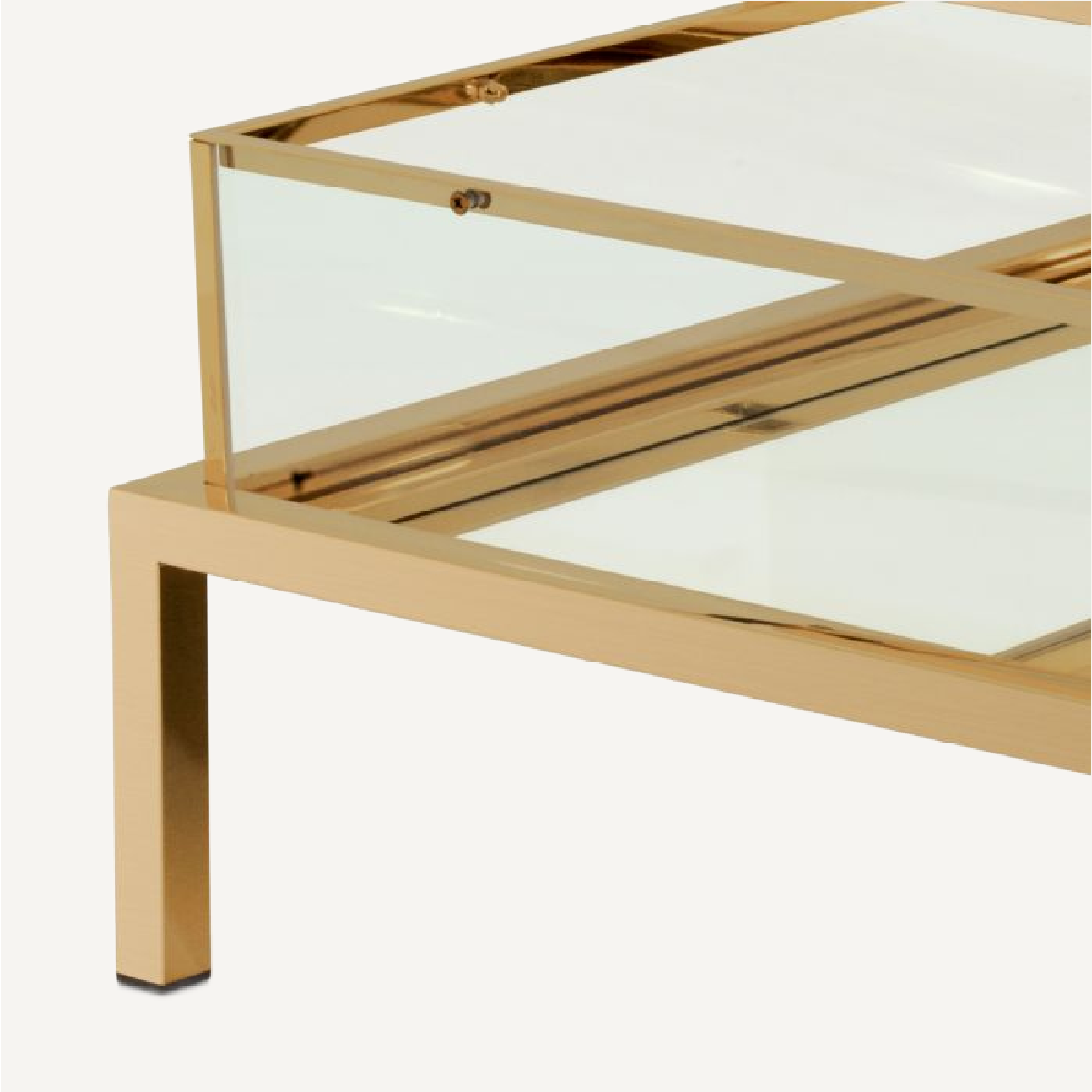 Table basse rectangulaire en laiton brossé