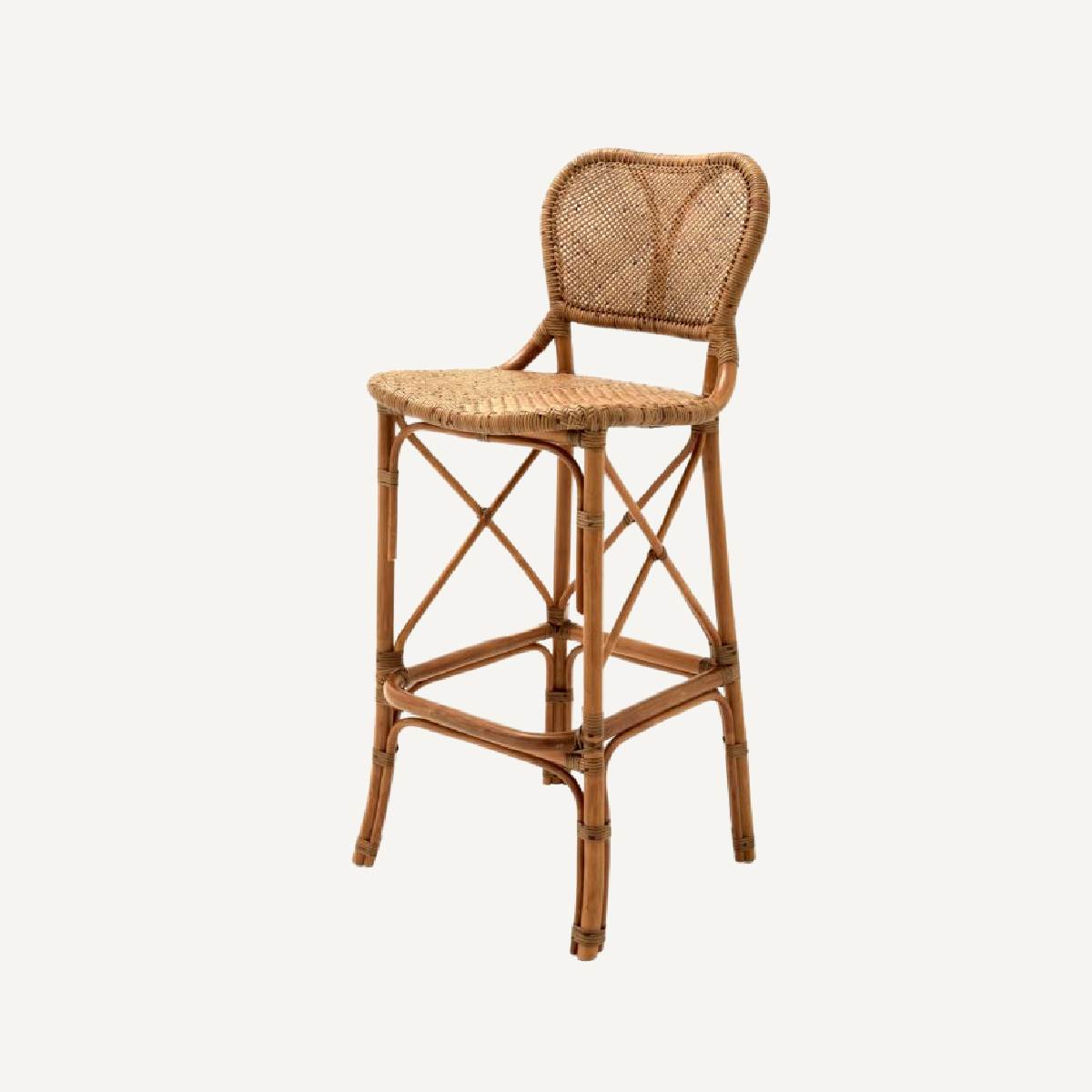 Chaise de comptoir marron en rotin