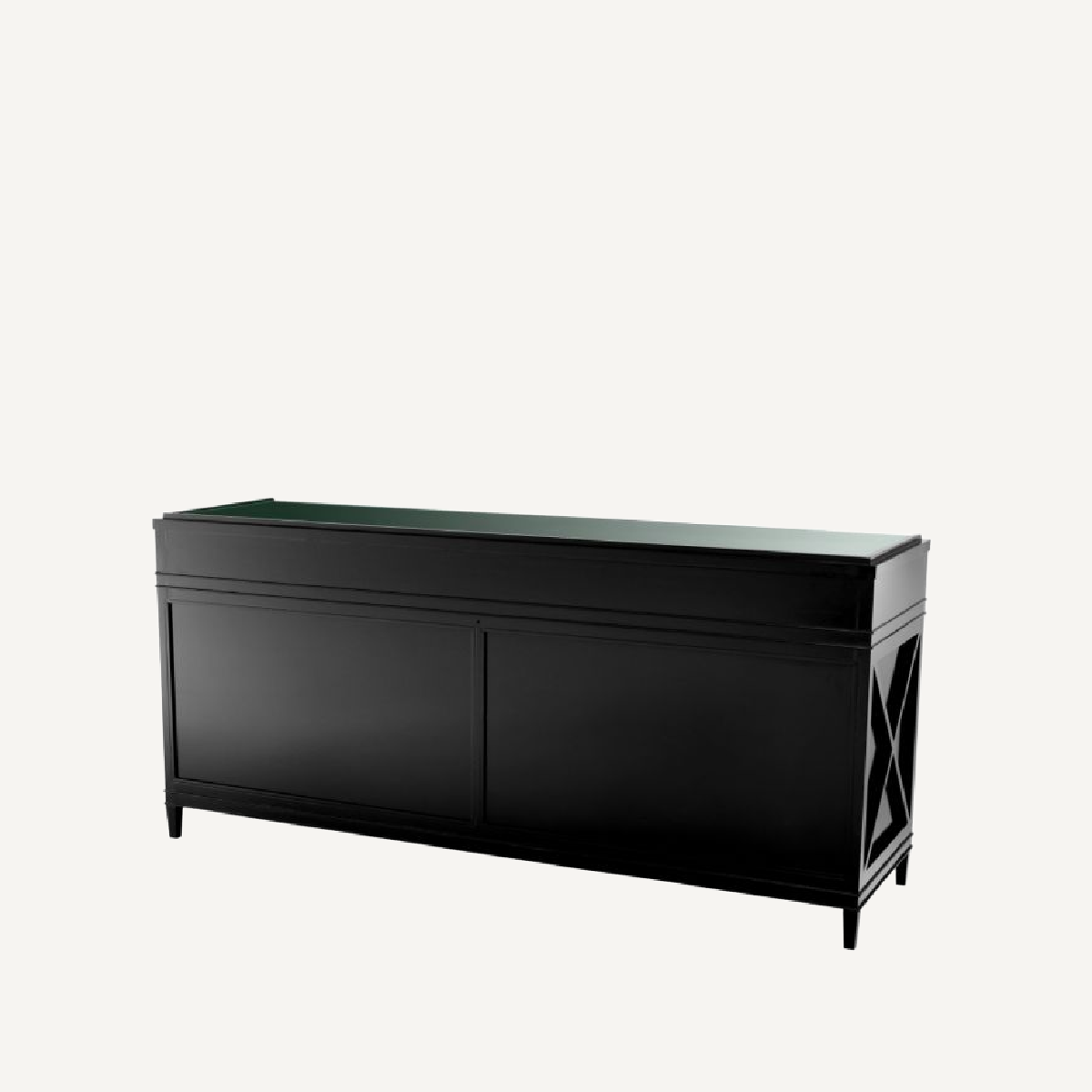 Buffet en bois noir et rotin