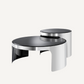 Table basse argentée en verre noir (lot de 2)