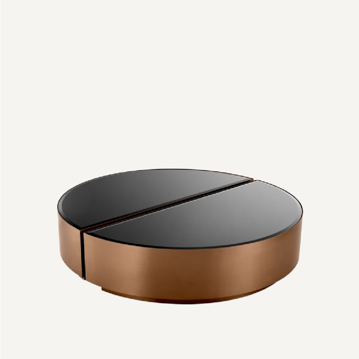 Table basse cuivrée en verre noir (lot de 2)
