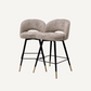 Chaise de comptoir en tissu beige (lot de 2)