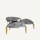 Table basse dorée en marbre gris (lot de 3)