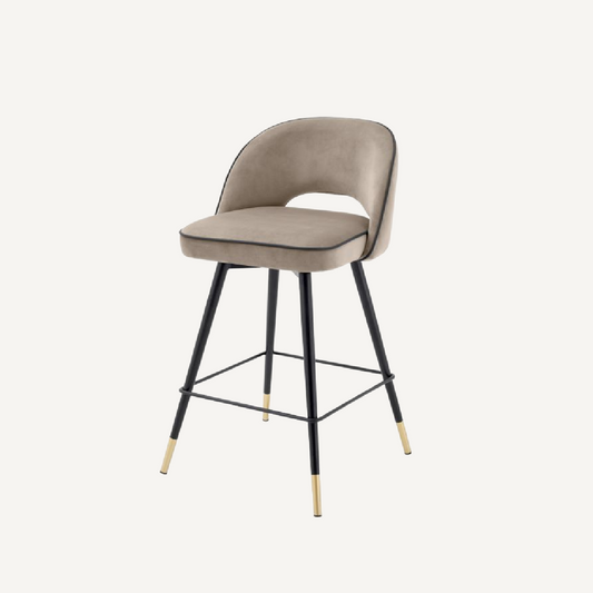 Chaise de comptoir en velours greige (lot de 2)