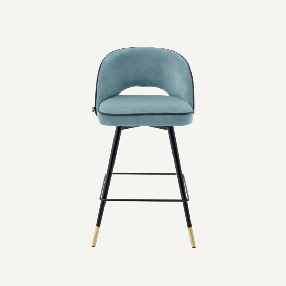Chaise de comptoir en velours bleu (lot de 2)