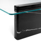 Table basse en marbre noir et verre transparent