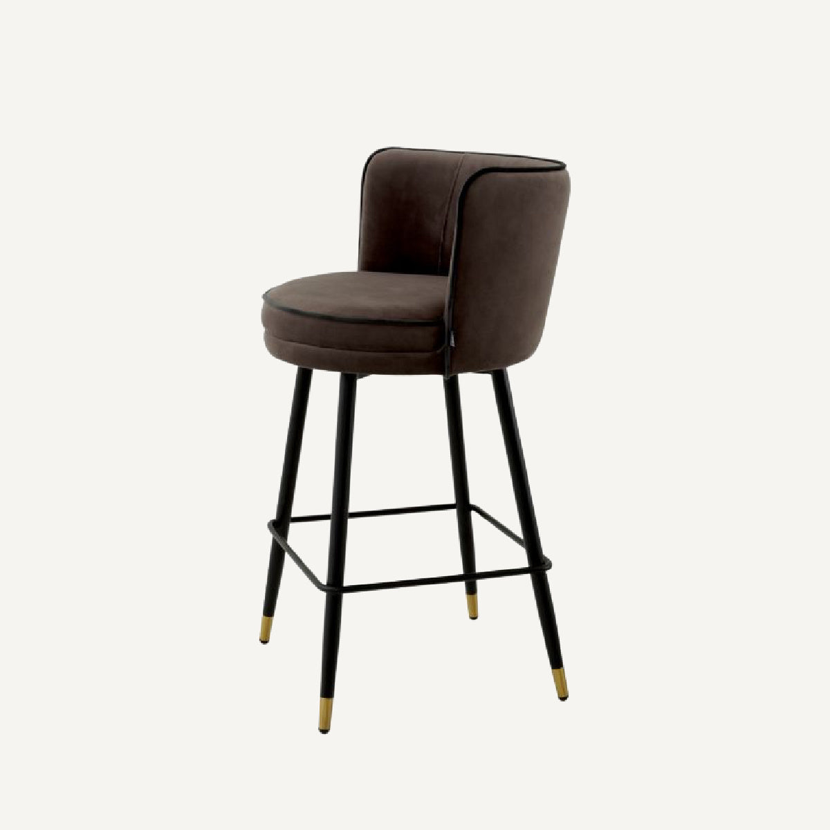 Chaise de comptoir en velours marron